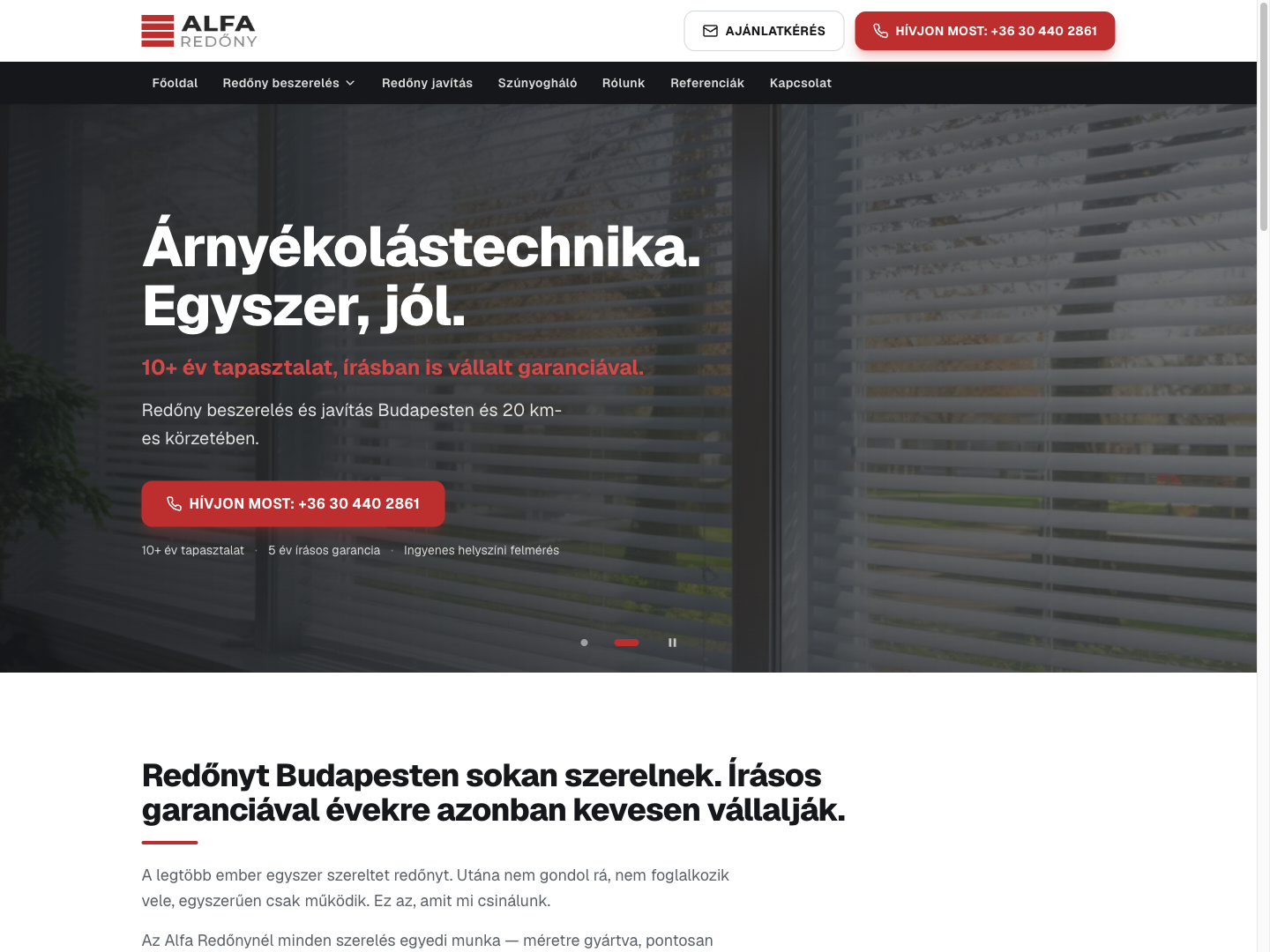 Alfa Redőny kiemelt szolgáltatások: redőny beszerelés és javítás