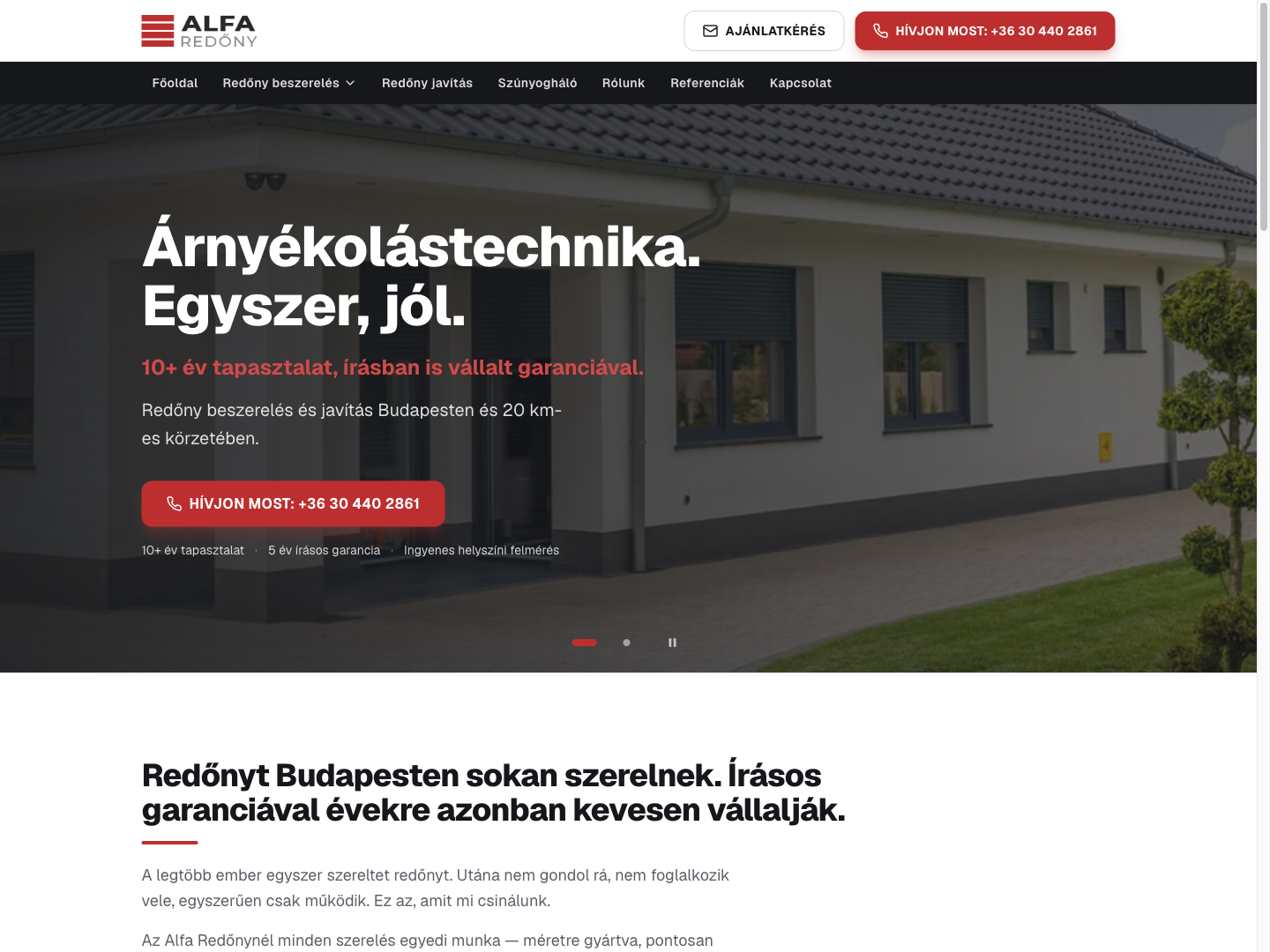 Alfa Redőny weboldal