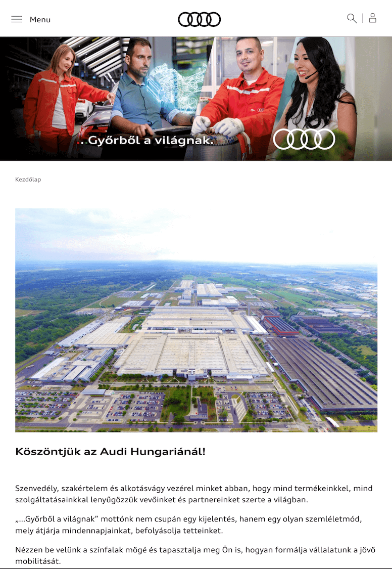 audi.hu weboldal