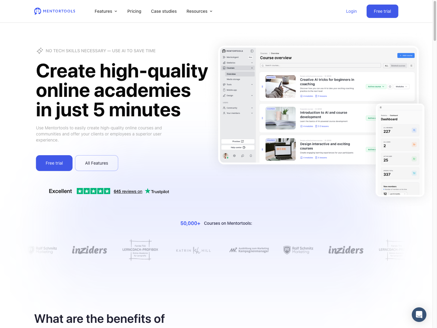 A Mentortools e-learning platform weboldala